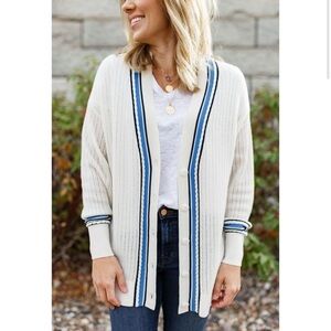 Rag & Bone Chalk White Knit Dianna Merino Wool Blend Cardigan Sz L Read Dscrpt